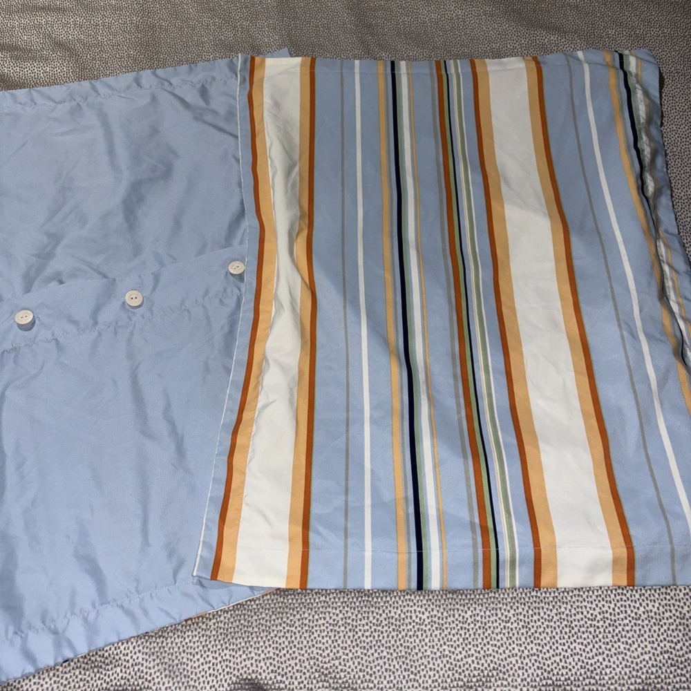2 Nautica Stripe Regular Pillow Cases Nautical Beach Button Back Tan Blue